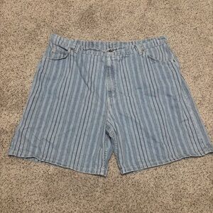Levi's Light Blue and Navy Striped Women's Denim Shorts